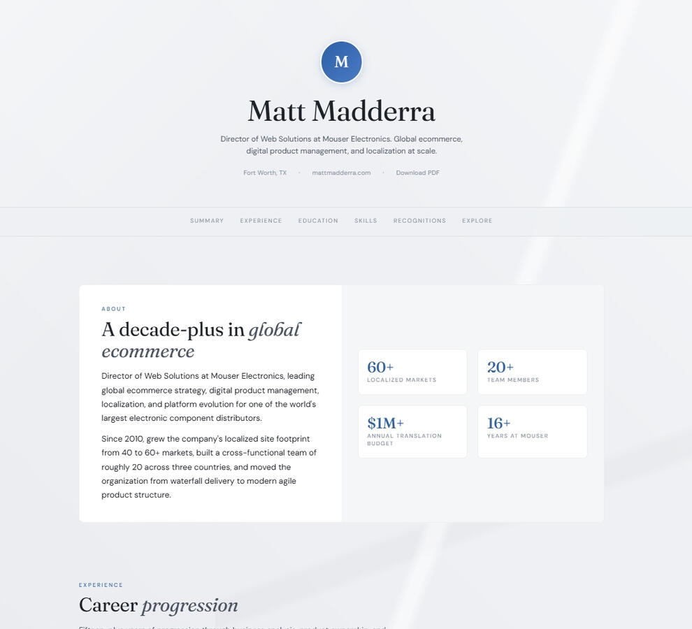 Matt's Professional Resume